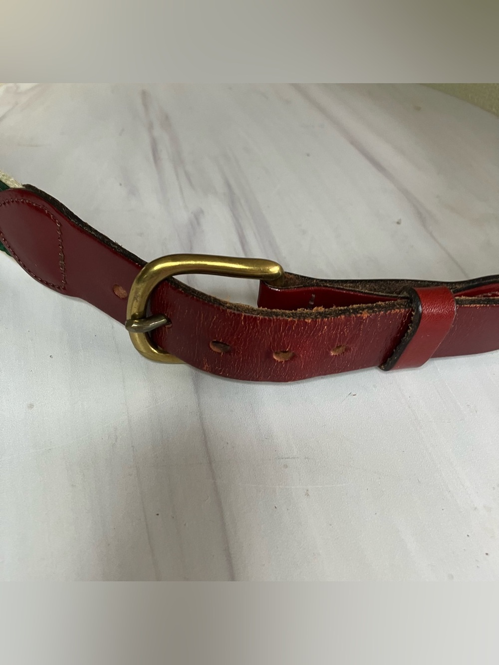 Vintage Leather and Canvas Golf Country Club Belt 36 Ribbon Preppy - Picture 4 of 6